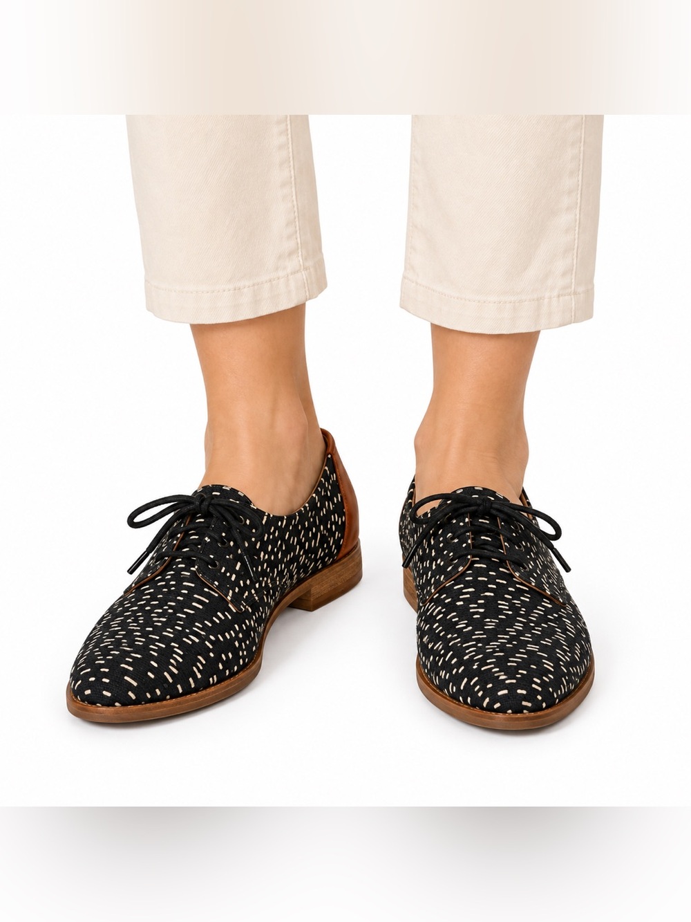Madewell Women’s Size 8 Black Cream Printed Lace-Up Oxford Shoes